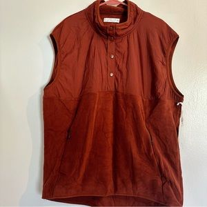 Stylus Mens Sz XXL Half Button Rust Poly Panel Fleece Vest Zip Pockets Gorpcore